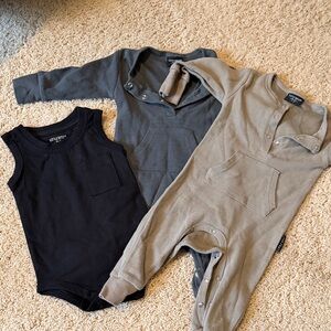 Little Bipsy Bodysuit Trio - Black, Gray, and Tan